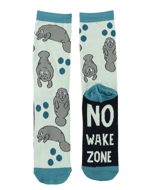 Lazy One Manatee No Wake Zone Crew Sock
