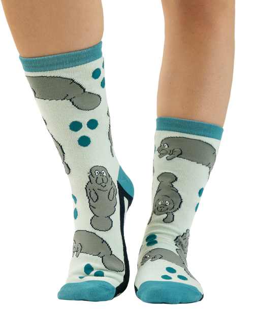 Lazy One Manatee No Wake Zone Crew Sock