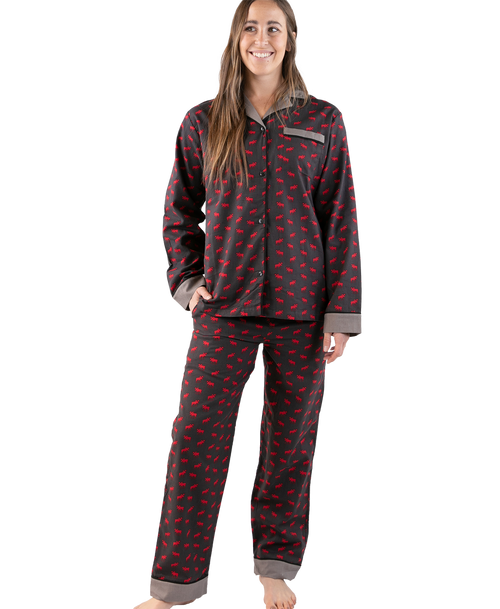 lazy one Mini Moose Women's Button Down Pajama Set