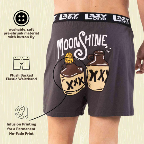 Lazy One Moonshine Men's Funny Boxers
