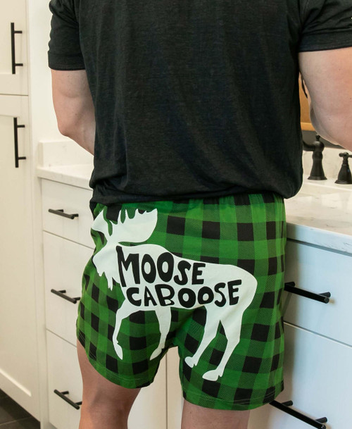 Lazy One Moose Caboose Plaid Men's Funny Boxer