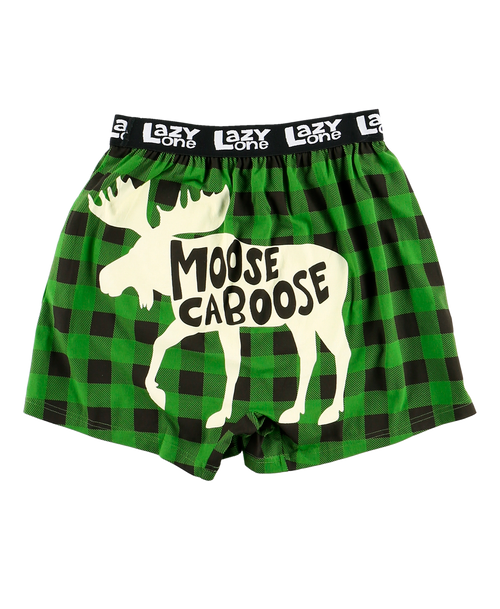 Lazy One Moose Caboose Plaid Men's Funny Boxer