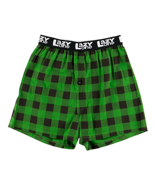 Lazy One Moose Caboose Plaid Men's Funny Boxer