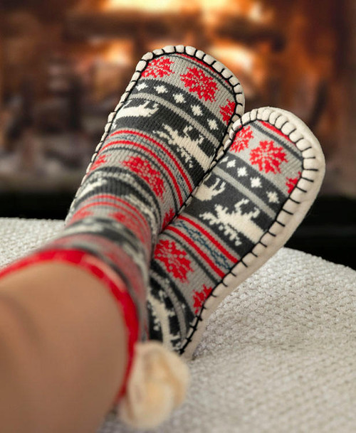 Lazy One Moose Fair Isle Adult Mukluk Slipper