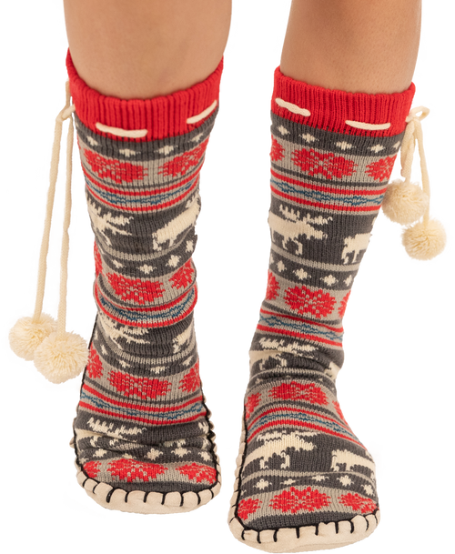 lazy one Moose Fair Isle Adult Mukluk Slipper
