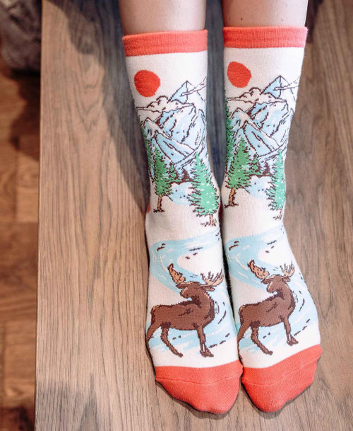 Lazy One Moose Get Away Crew Socks