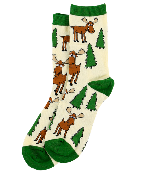 Lazy One Moose Hug Green Crew Sock