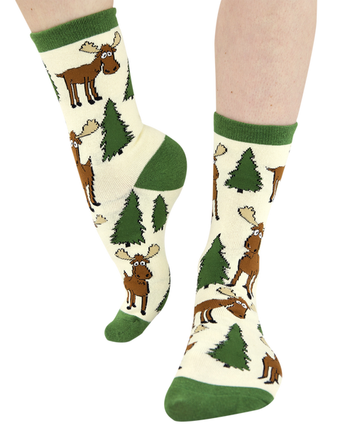 lazy one Moose Hug Green Crew Sock