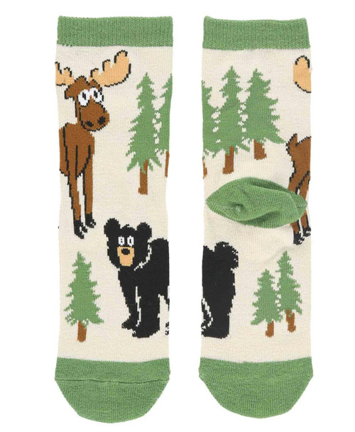 lazy one Moose Hug Green Trim Kid Sock