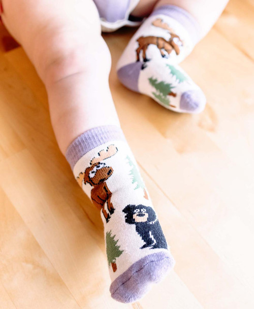Lazy One Moose Hug Purple Infant Sock