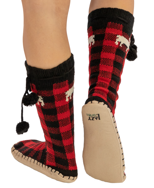 Lazy One Moose Plaid Adult Mukluk Slipper