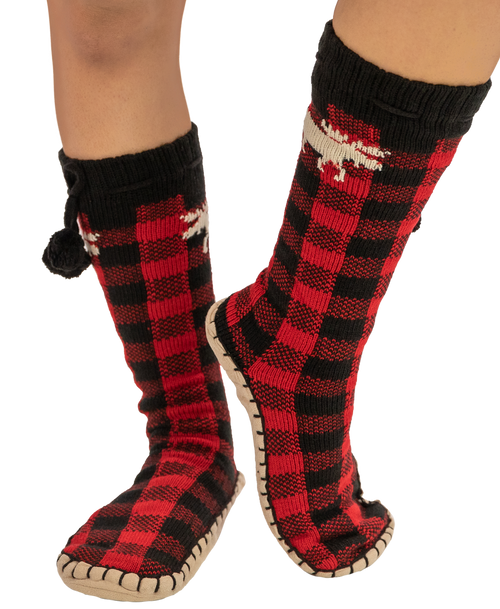 lazy one Moose Plaid Adult Mukluk Slipper