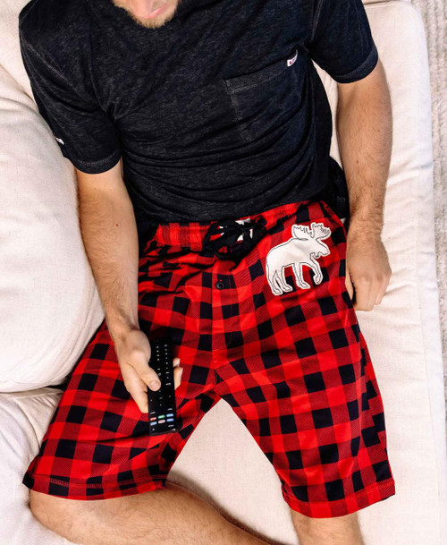 Lazy One Moose Plaid Men's Pajama Shorts