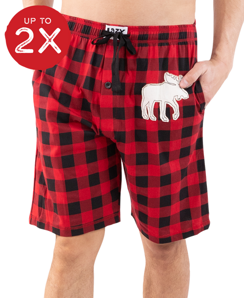 lazy one Moose Plaid Men's Pajama Shorts