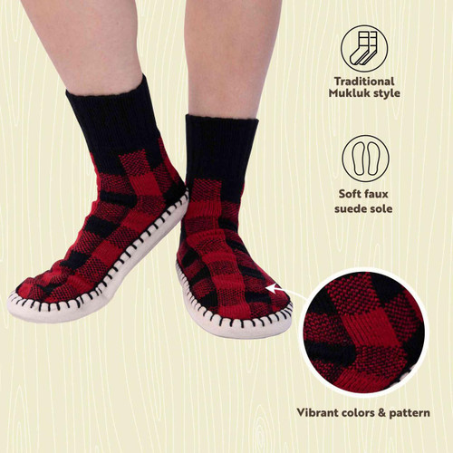 Lazy One Moose Plaid Short Mukluk Slipper