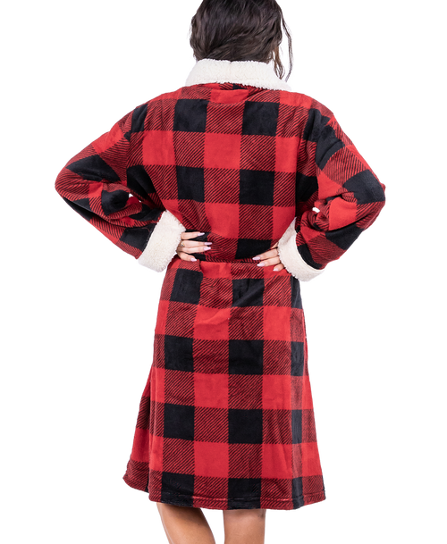 Lazy One Moose Plaid Women's Bathrobe
