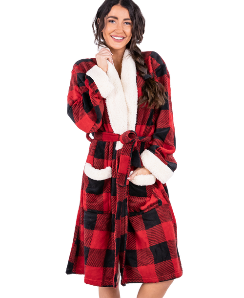 lazy one Moose Plaid Women's Bathrobe