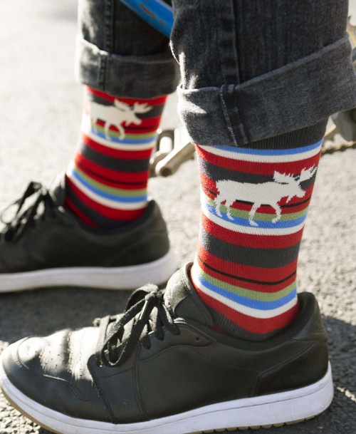 Lazy One Moose Stripe Crew Sock