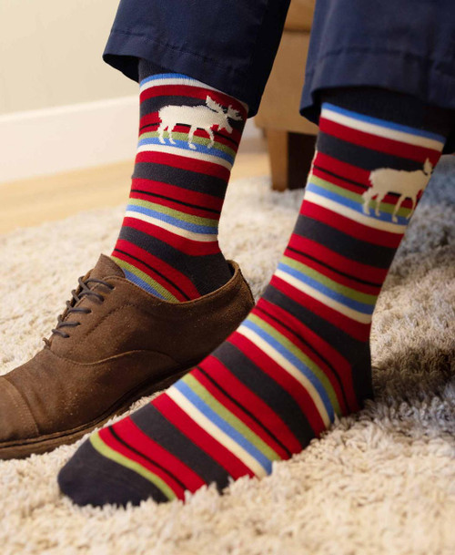 Lazy One Moose Stripe Crew Sock