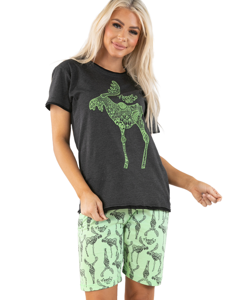 lazy one Moosely Wild Women's Bermuda Short Set