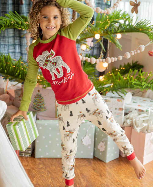 Lazy One Moosletoe Kid's Long Sleeve PJ's