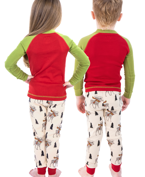 Lazy One Moosletoe Kid's Long Sleeve PJ's
