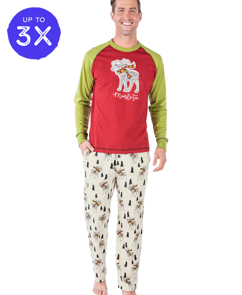 lazy one Moosletoe Men's Long Sleeve PJ Set
