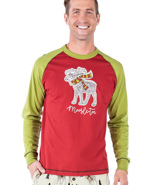 lazy one Moosletoe Men's Long Sleeve PJ Tee