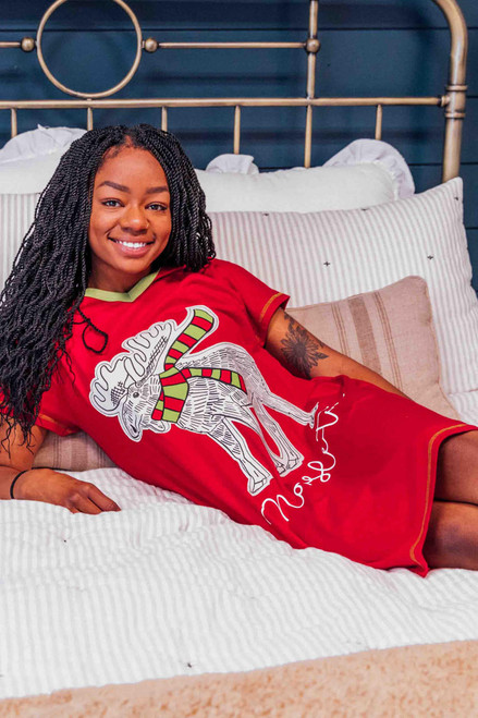 Lazy One Moosletoe Women's V-neck Nightshirt