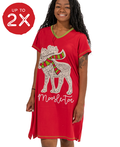 lazy one Moosletoe Women's V-neck Nightshirt