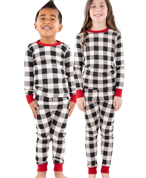lazy one Mountain Plaid Kid's Long Sleeve PJ's