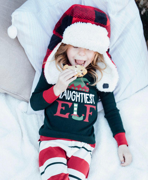 Lazy One Naughtiest Elf Kid's Long Sleeve PJ's