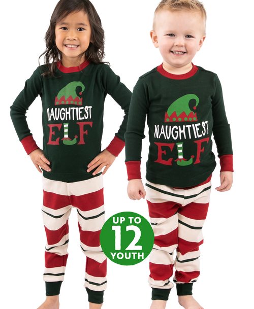 lazy one Naughtiest Elf Kid's Long Sleeve PJ's
