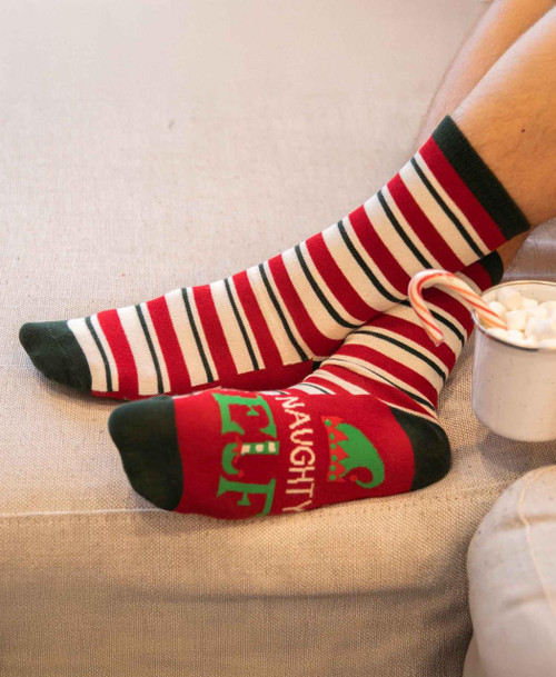 Lazy One Naughty Elf Crew Sock