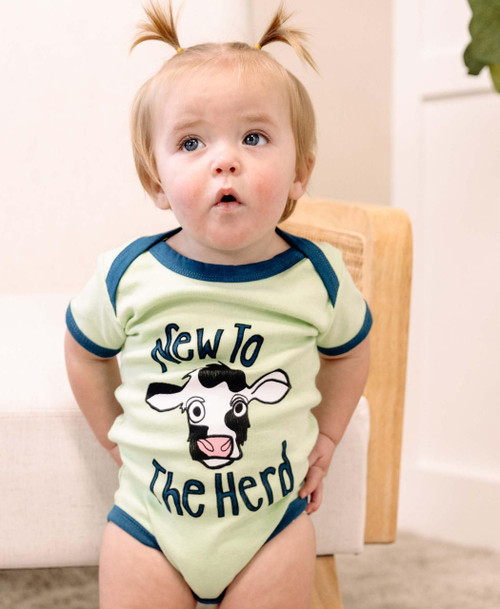 Lazy One New To The Herd Cow Infant Creeper Onesie