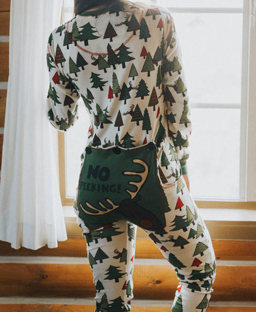 Lazy One No Peeking Adult Reindeer Onesie Flapjack