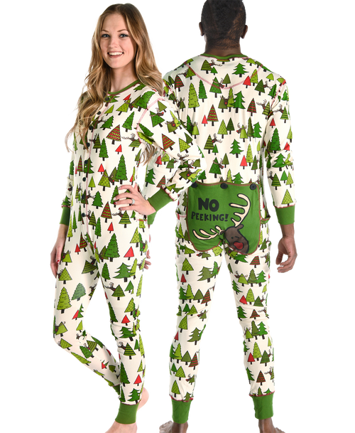 lazy one No Peeking Adult Reindeer Onesie Flapjack