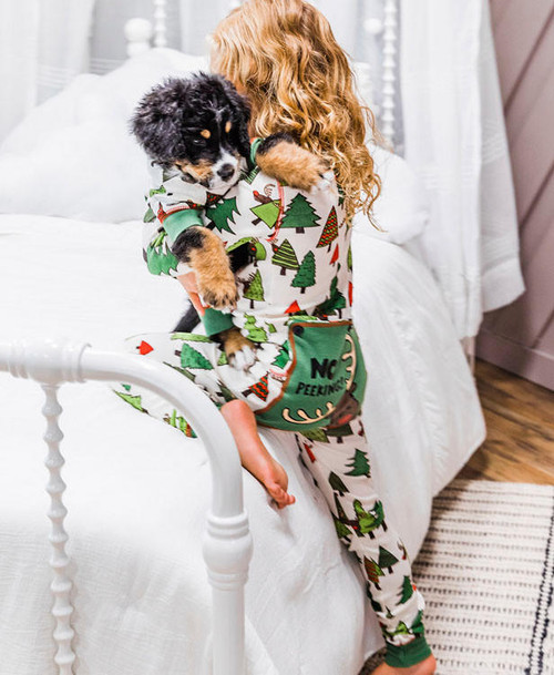 Lazy One No Peeking Kid Reindeer Onesie Flapjack