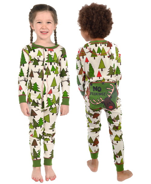 lazy one No Peeking Kid Reindeer Onesie Flapjack
