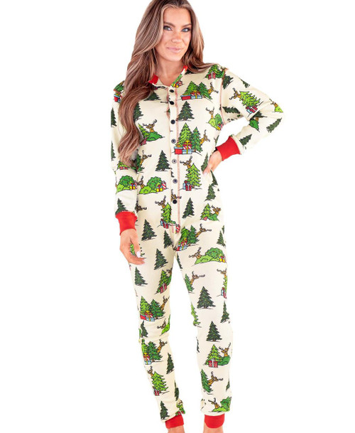 Lazy One No Peeking Reindeer Adult Onesie Flapjack