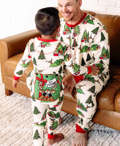 Lazy One No Peeking Reindeer Kid Onesie Flapjack