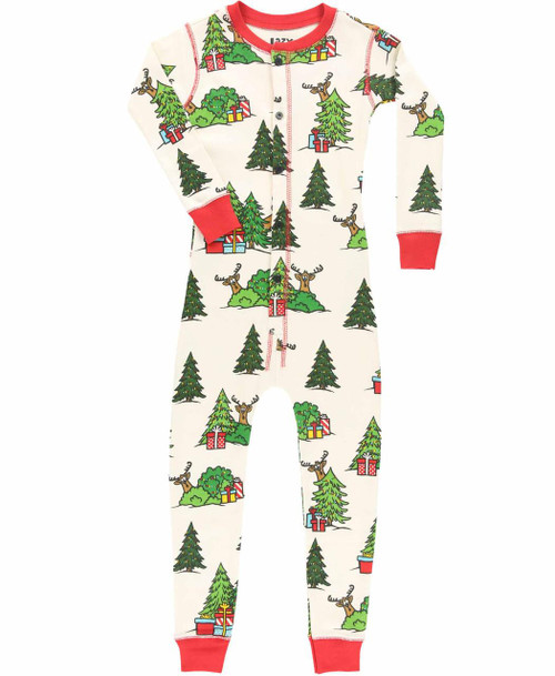 Lazy One No Peeking Reindeer Kid Onesie Flapjack