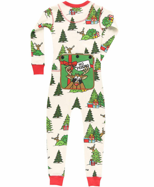 lazy one No Peeking Reindeer Kid Onesie Flapjack