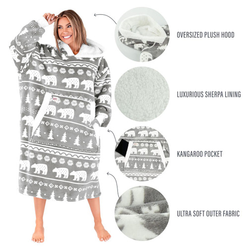 Lazy One Nordic Bear Blanket Hoodie