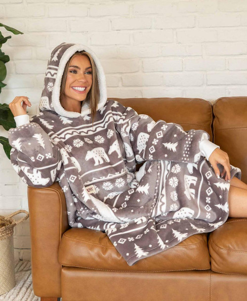 Lazy One Nordic Bear Blanket Hoodie