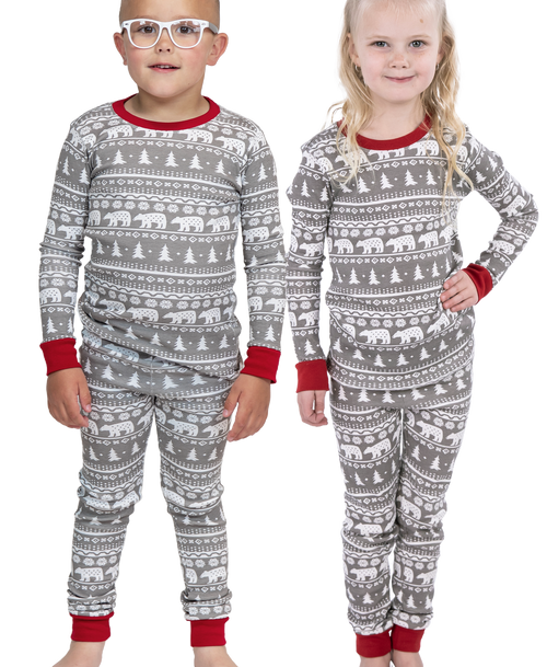 lazy one Nordic Bear Kid's Long Sleeve PJ's