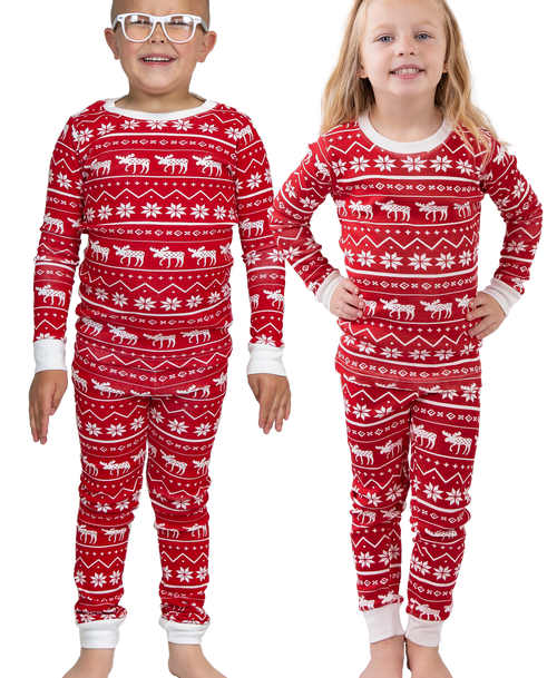 lazy one Nordic Moose Kid's Long Sleeve PJ's