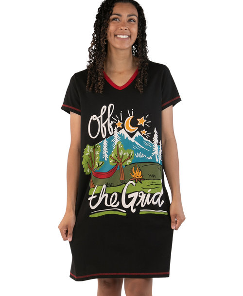 lazy one Off the Grid Women's V-neck Nightshirt