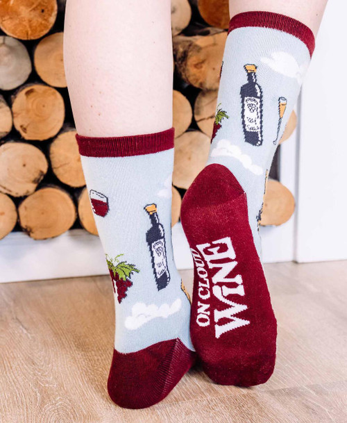 Lazy One On Cloud Wine Crew Sock