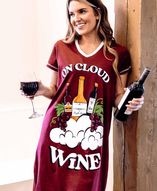 Lazy One On Cloud Wine Women's V-Neck Nightshirt